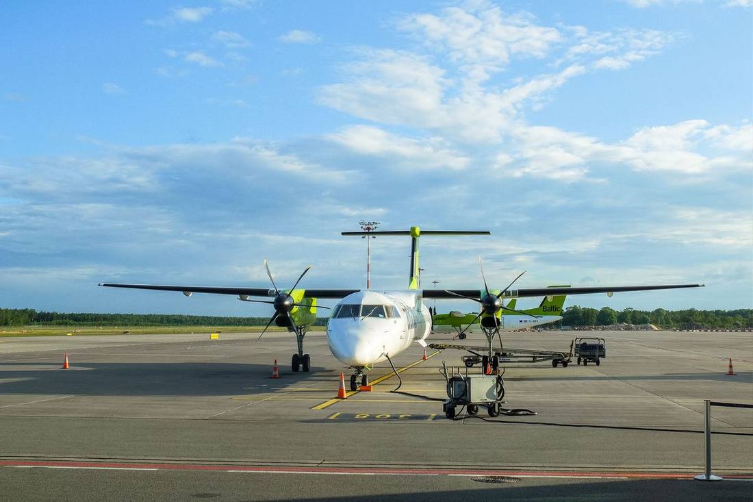 A turboprop on the apron at a regional Ontario airport