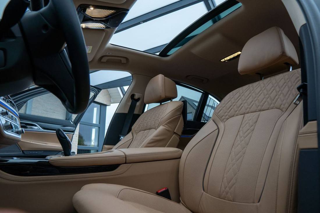 Leather rear cabin of a limousine