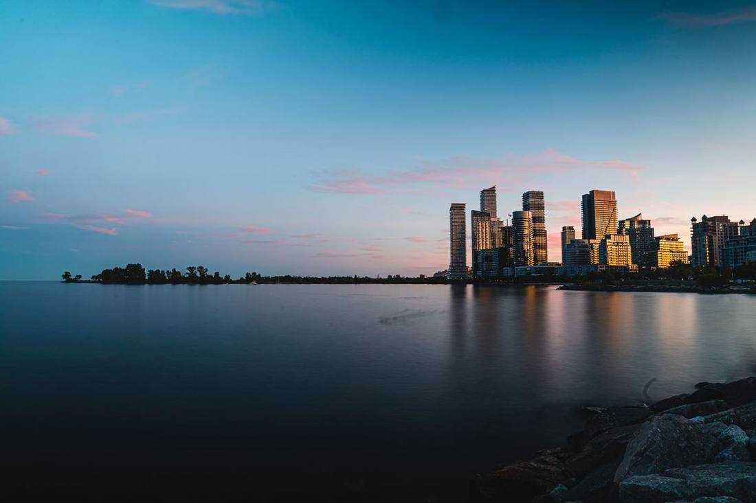 Humber Bay Shores and the skyline across the lake