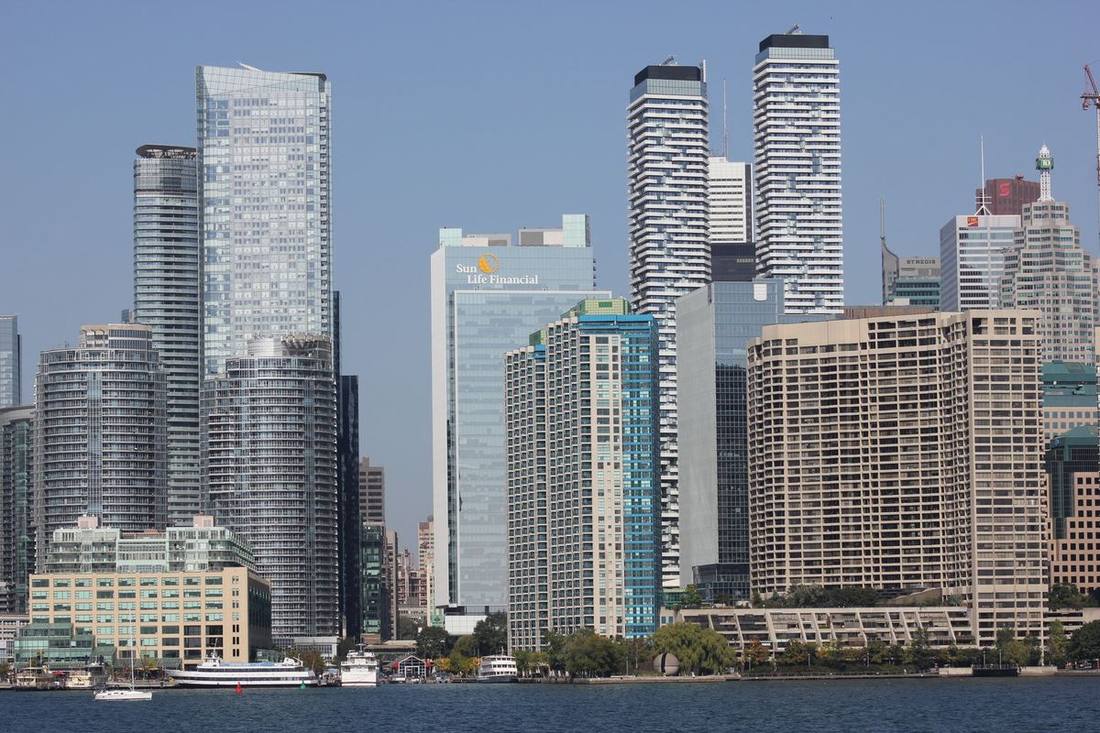 Bay Street looking north through the Financial District towers