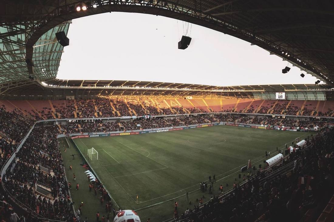 Exhibition Place's Princes' Gates with match-day crowds