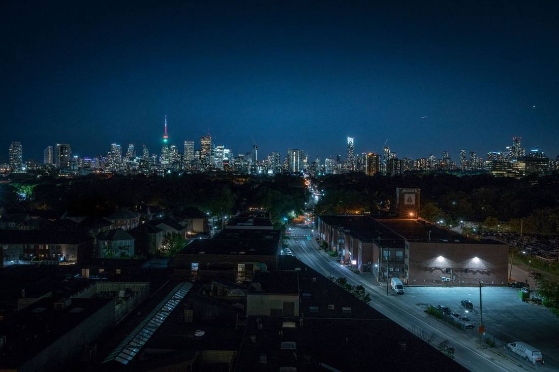 Toronto's skyline from the Gardiner Expressway on a layover run