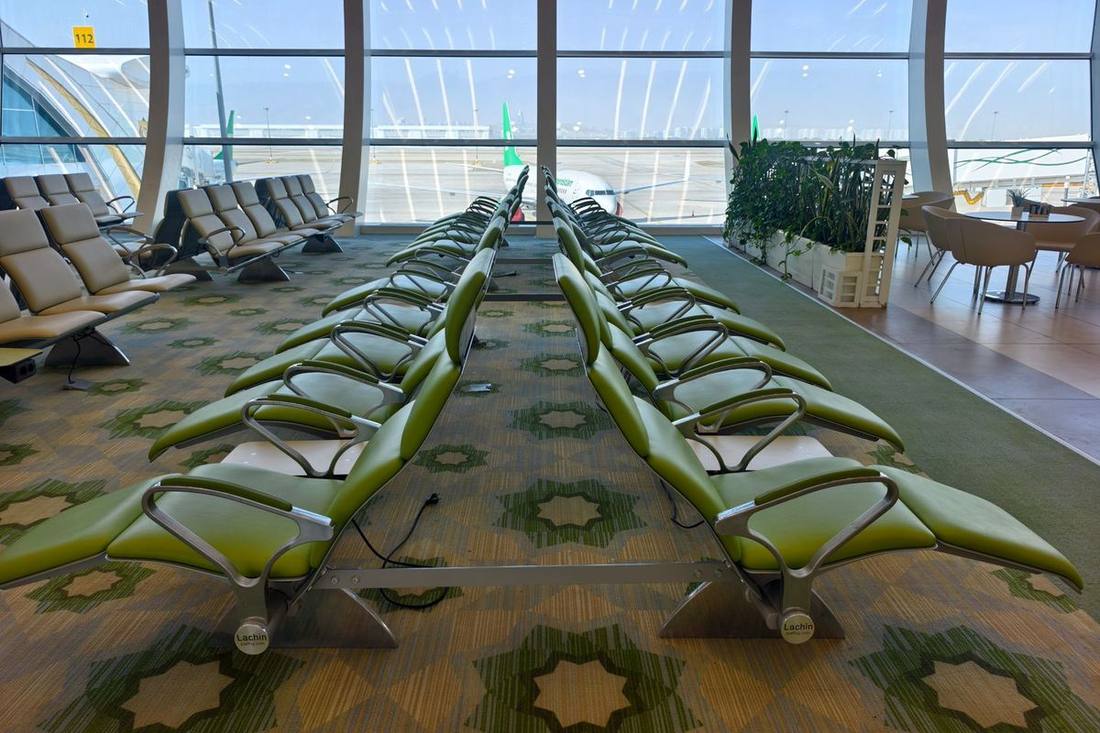 The lounge of a private aviation terminal