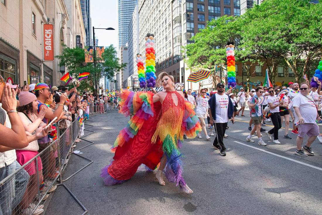 Church Street's Pride street festival with rainbow banners and crowds