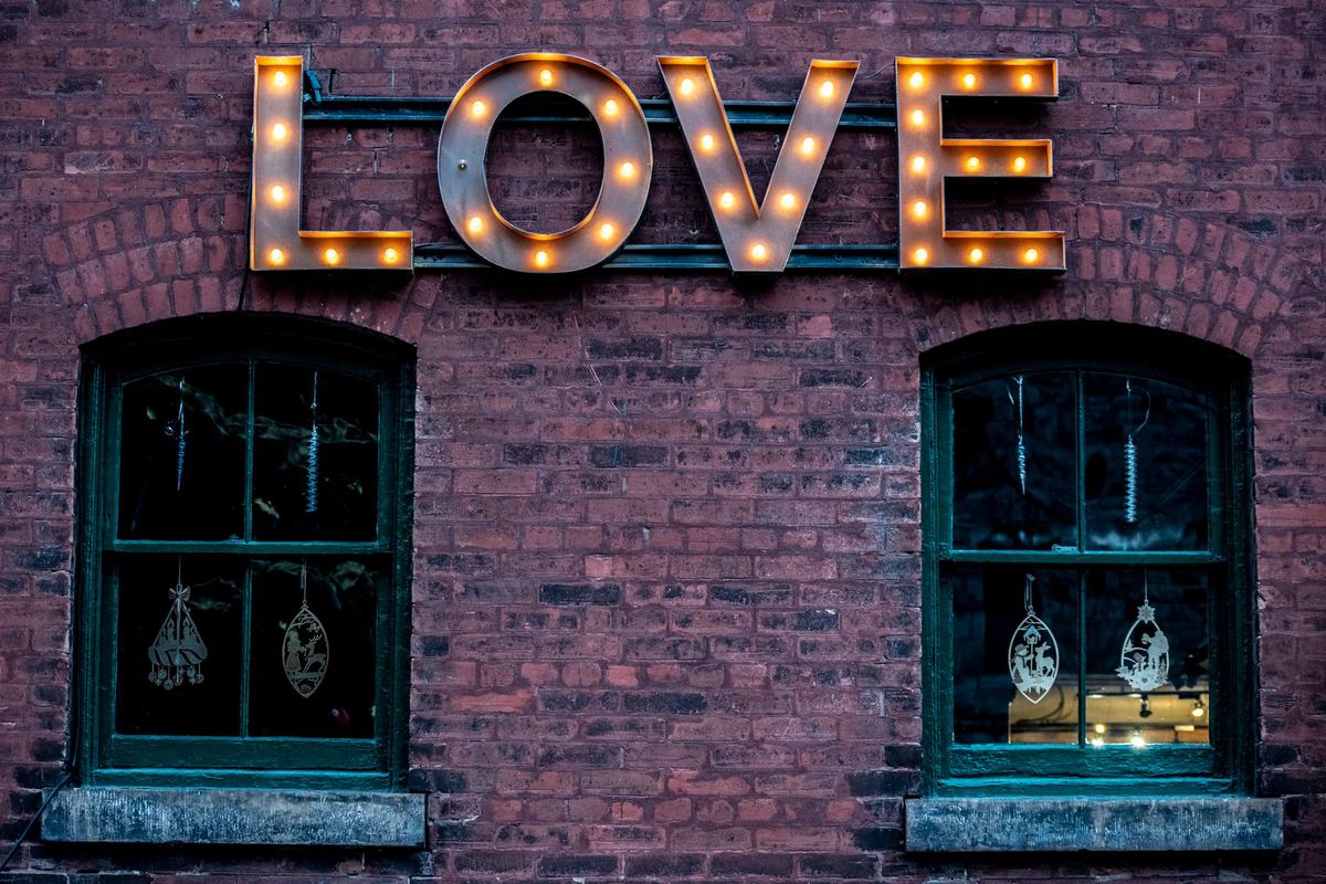 The Toronto Christmas Market's lights in the Distillery District