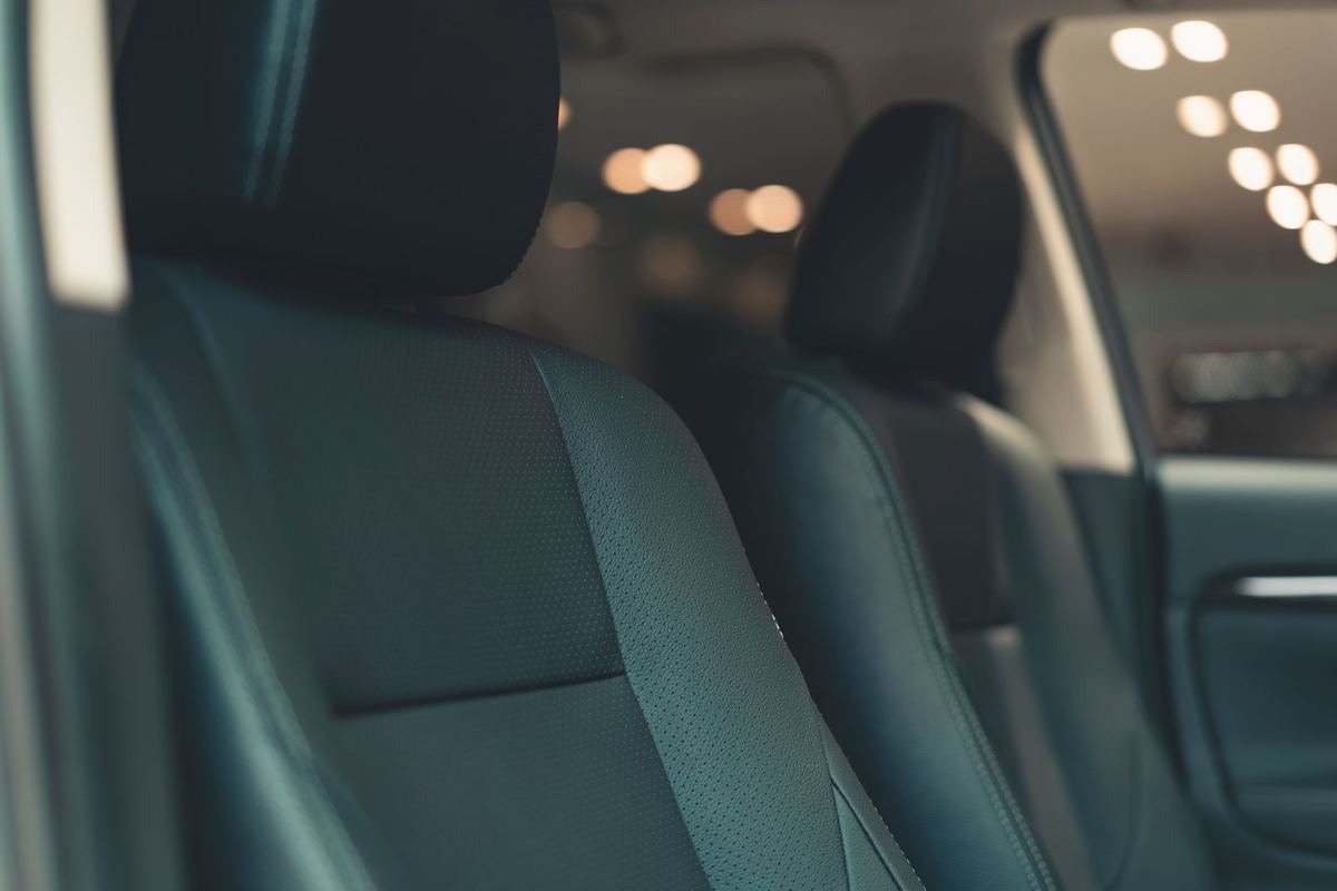 Leather seating in a limousine cabin